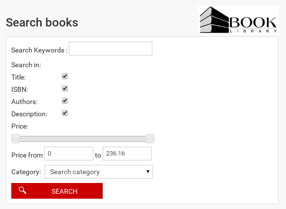 Search books in joomla  elibrary software