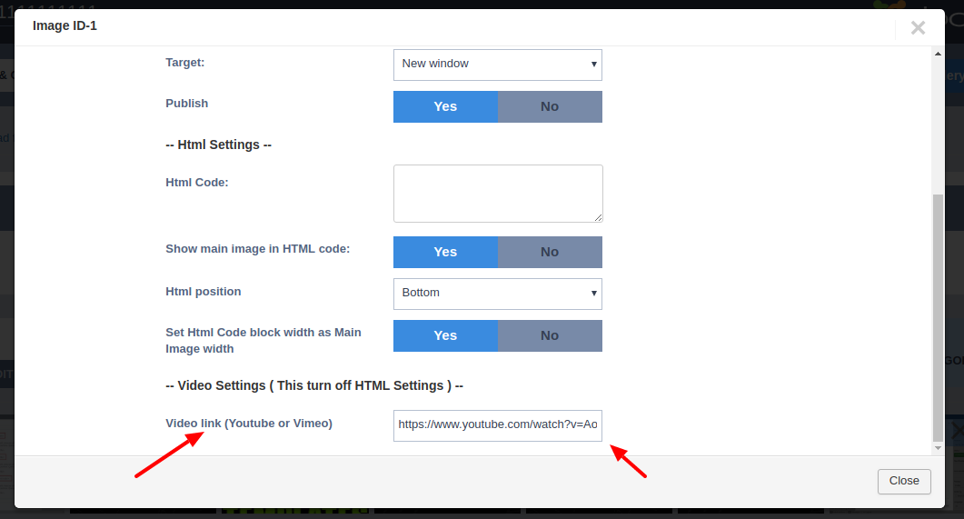 Setting for show youtube vimeo video in  ordasoft joomla gallery