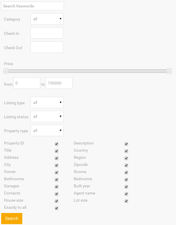 Advanced Search in real estate website builder