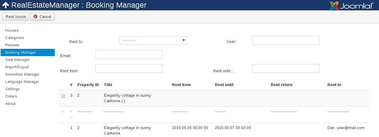 Rent house, Joomla Real Estate Manager for create real estate website