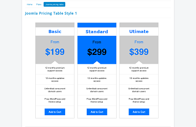 joomla pricing table