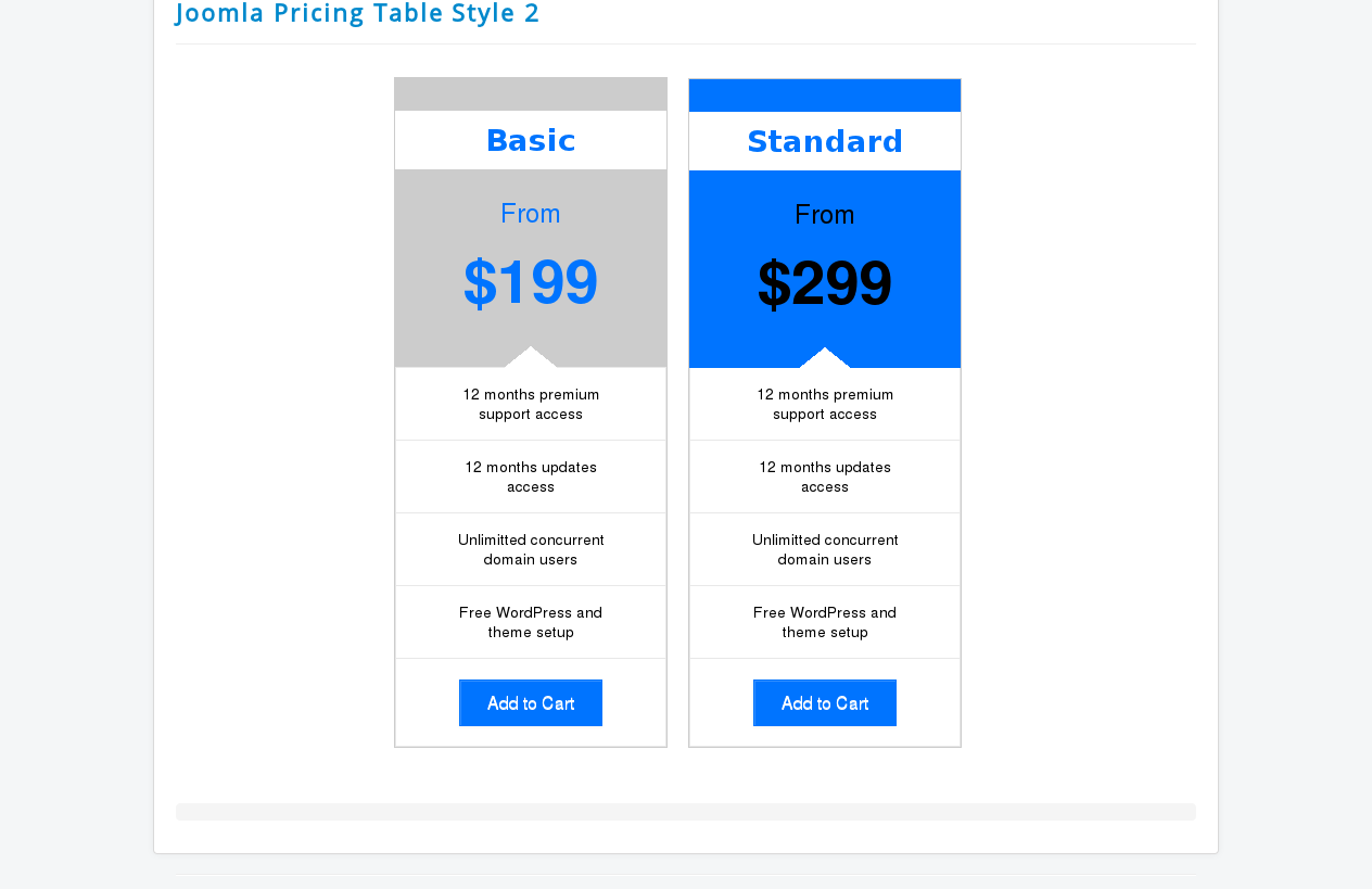 2 columns responsive pricing table html css in membership website software