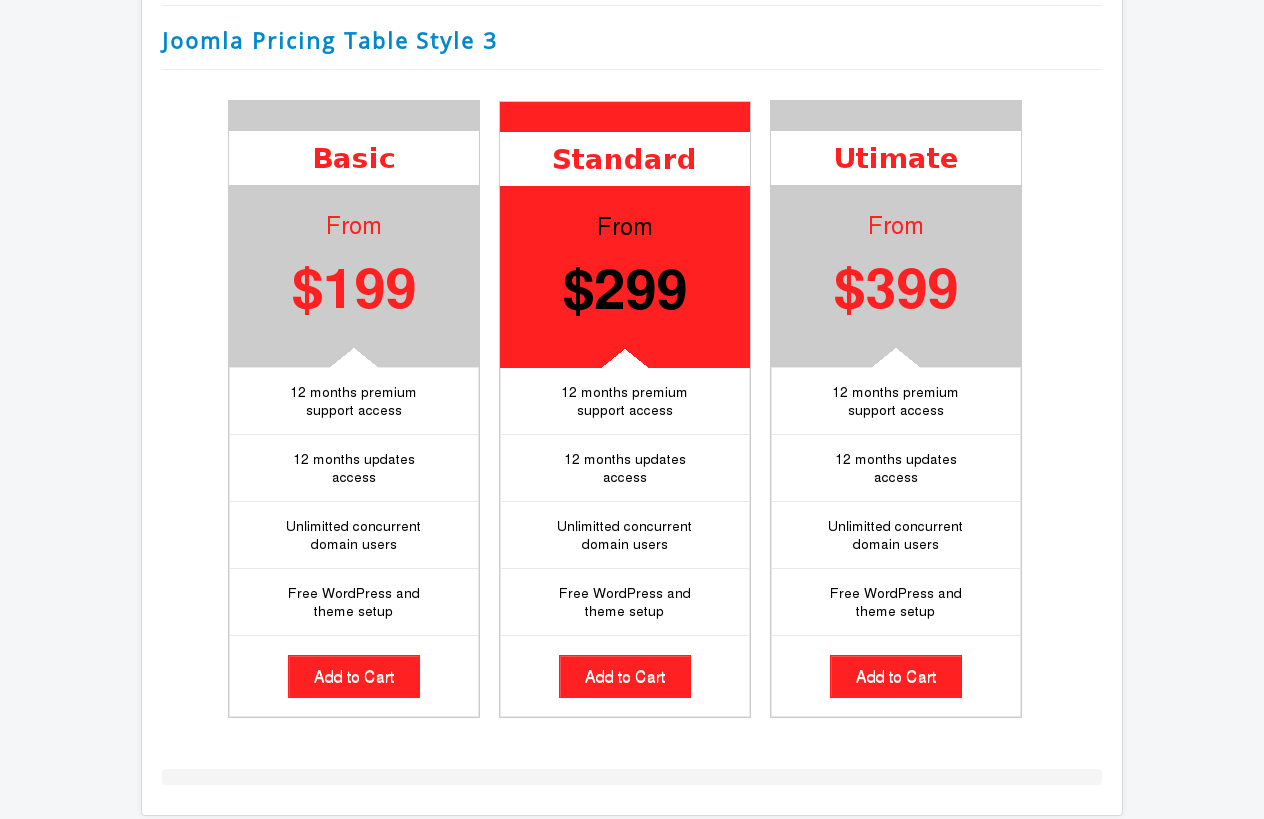 colorful responsive pricing table html css in membership website software