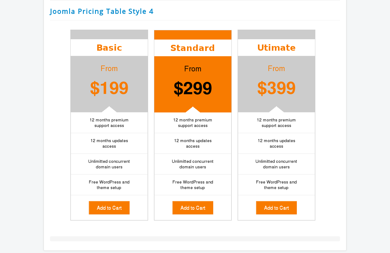 3 columns pricing table html css in membership website software