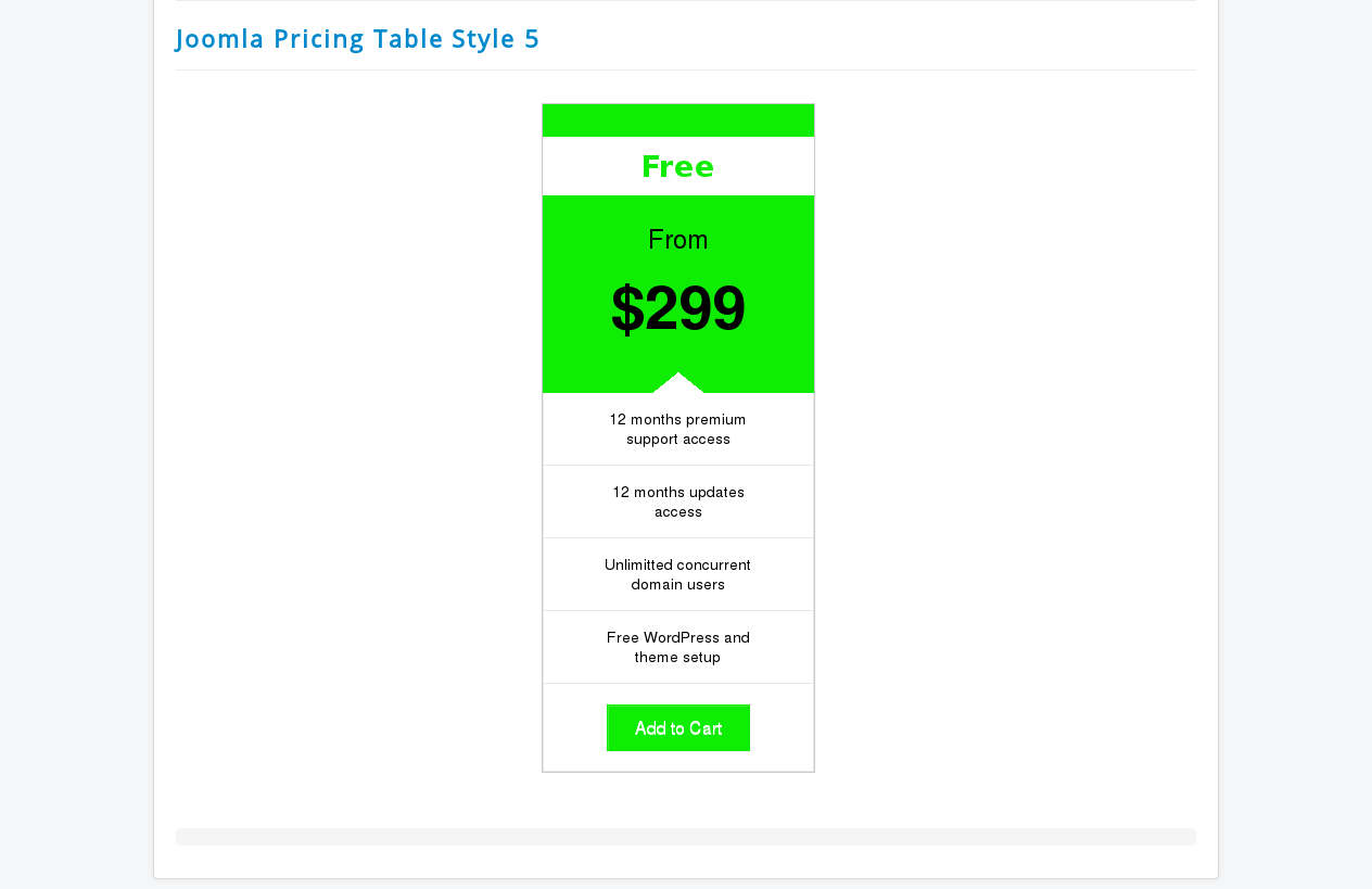 1 columns responsive pricing table html css in membership website software