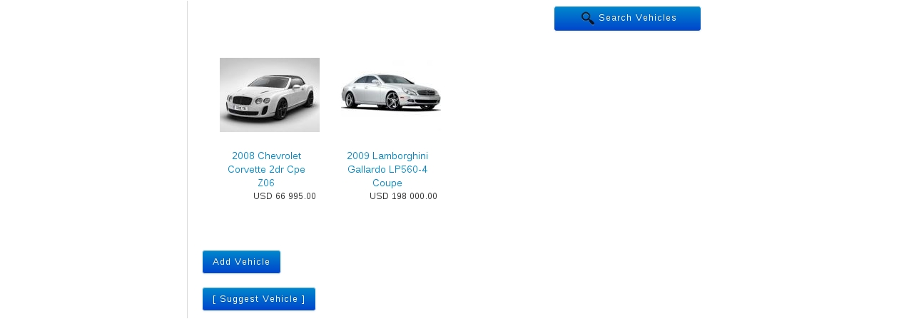 Frontend Vehicle List View in Vehicle manager Joomla car rental dealer software