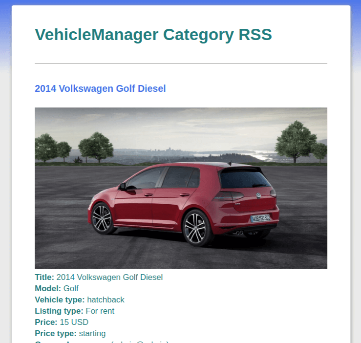 new rss layouts in car rental software - vehicle manager