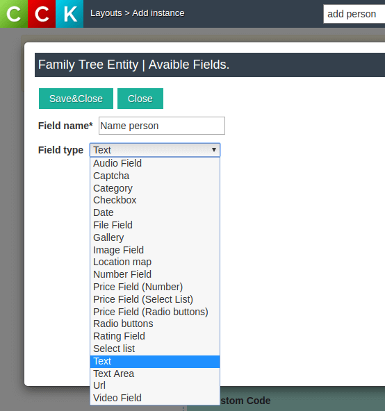 fields for add person layout