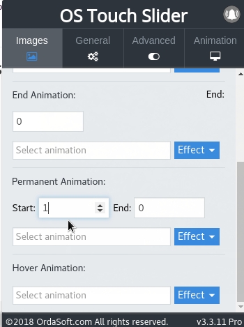 Customize the special effects in Joomla Slider