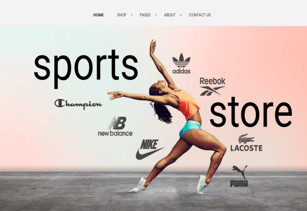 Sport store site template with layer slider