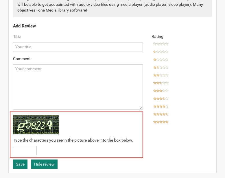 Media Review CAPTCHA for Guest Users