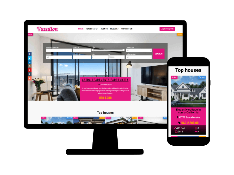 Vacation, Joomla real estate template