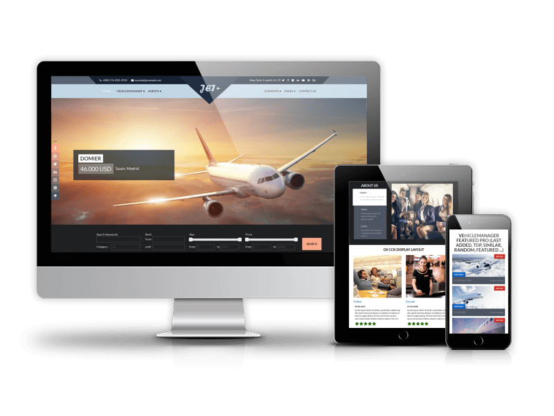 Jet Charter Flights, Airline Website Template