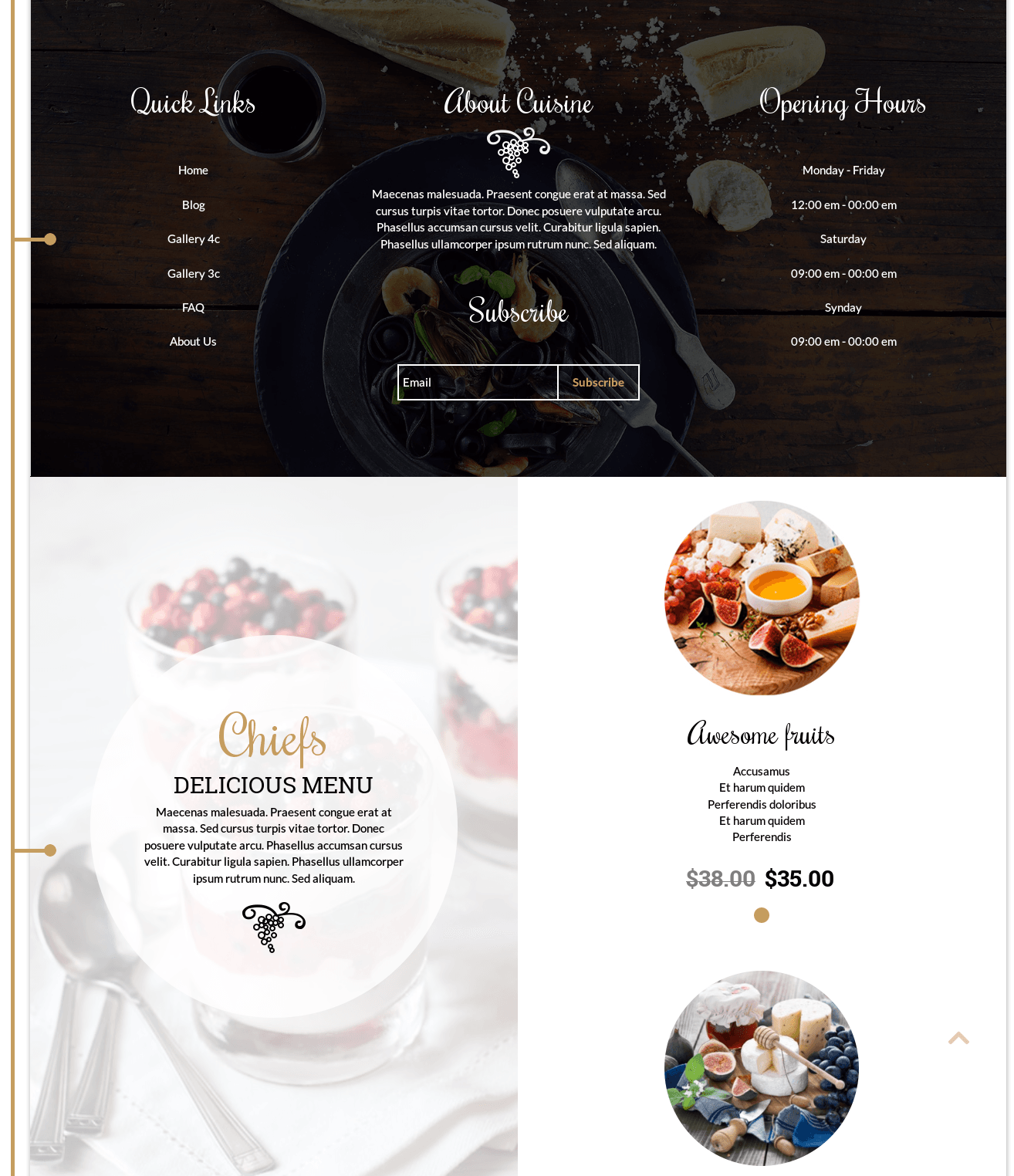 Cuisine - Joomla Restaurant template, menu
