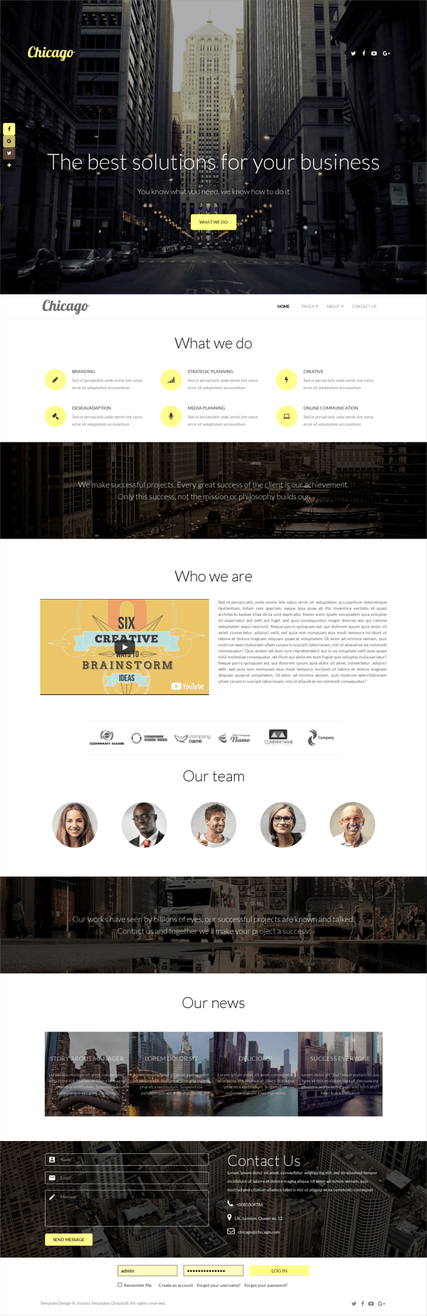 Chicago, Business Joomla template for create business website