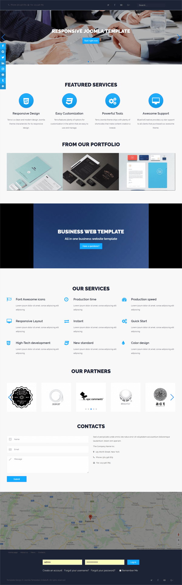 Rapture, Joomla business template for create business website, full screen 