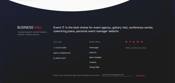 IT Event Website Template Footer