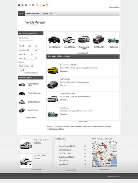Free Joomla Template auto, car, Vehicle Manager 