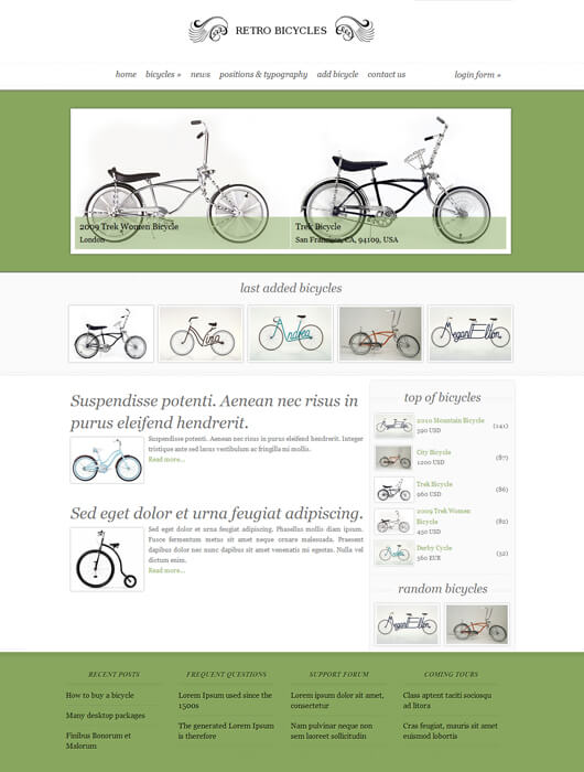 Joomla Template Package for Bicycles Portal and Catalog