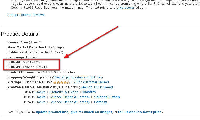 Finding ISBN in Amazon.com for for Book Library - eBook management software