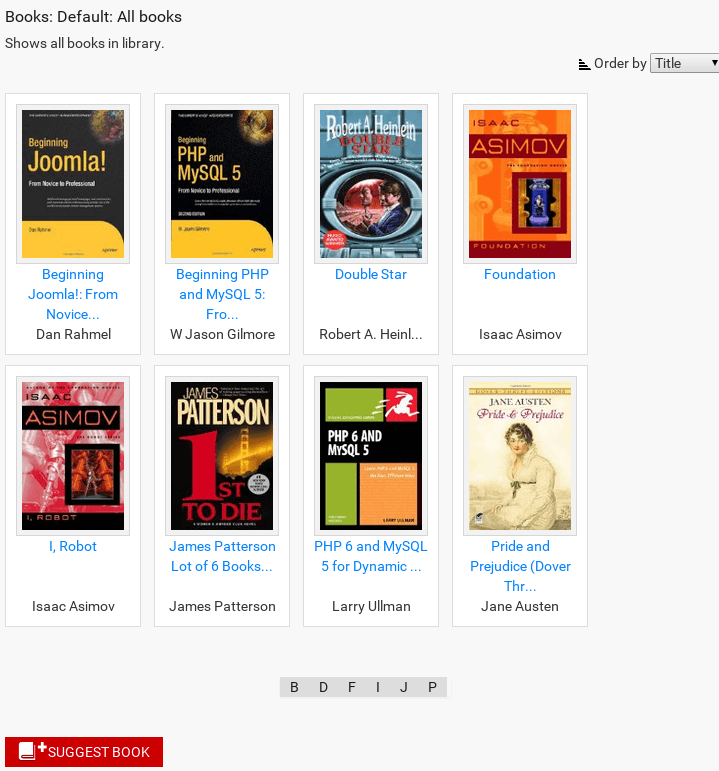 Default Layout of All Books in joomla book library software