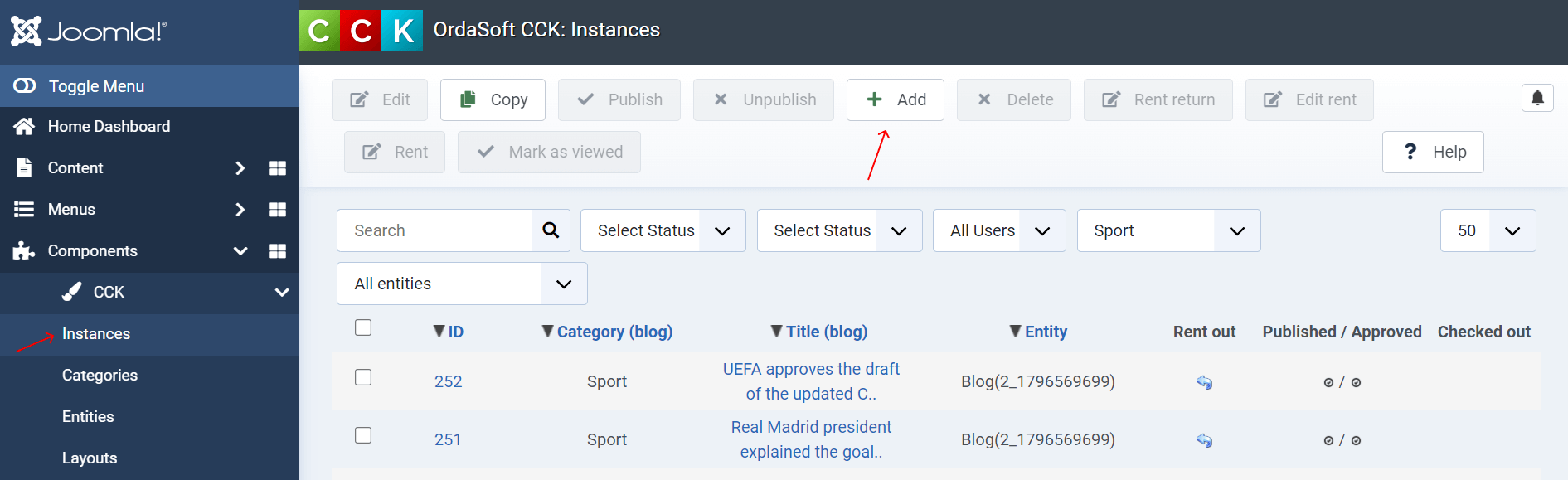 joomla cck instances