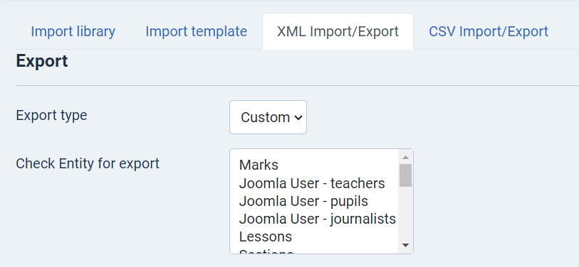 joomla cck xml export entities