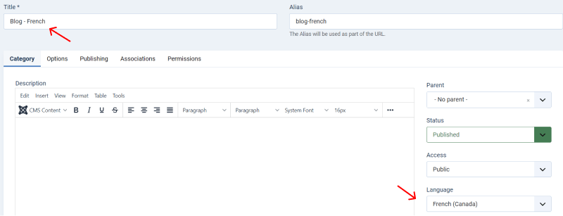 multilingual joomla website blog french
