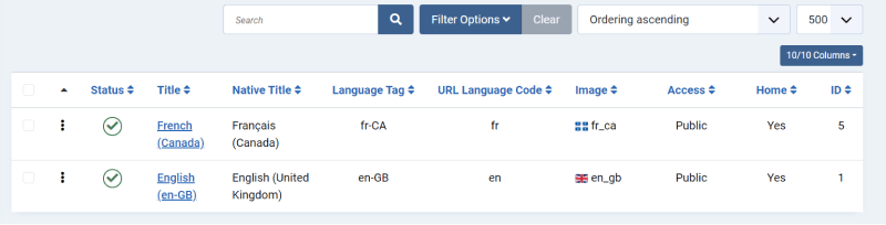 multilingual joomla website installed languages