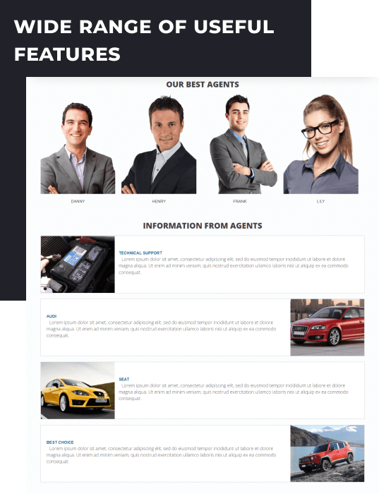 autodealer car dealer drupal theme features