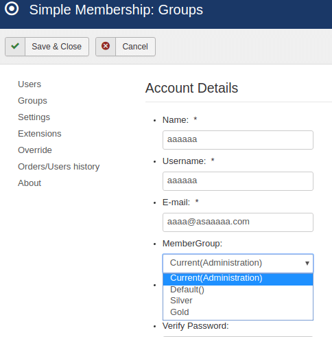 joomla membership user edit