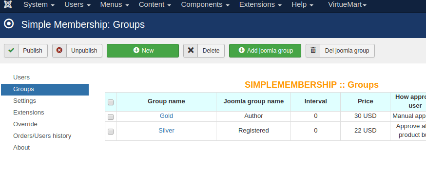joomla membership user groups management