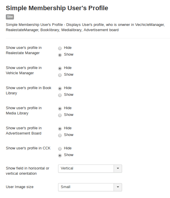 Module user profile for Joomla Membership