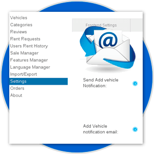 build a car dealer or car rent website with system for email notifications