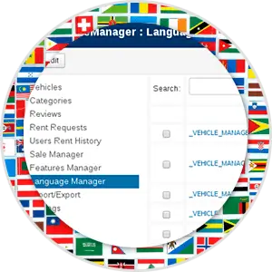 Vehicle Manager - car rental dealer software include Language Manager feature for translate car website