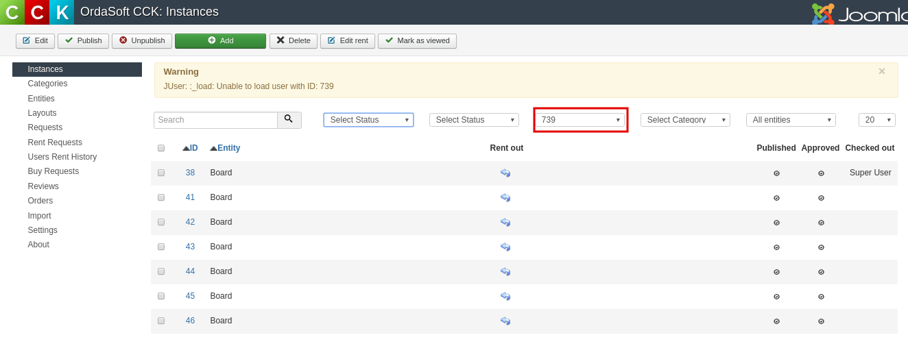  user filter in Content Construction Kit 