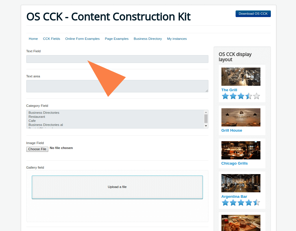 add-layout-front-end in Joomla CCK - website builder