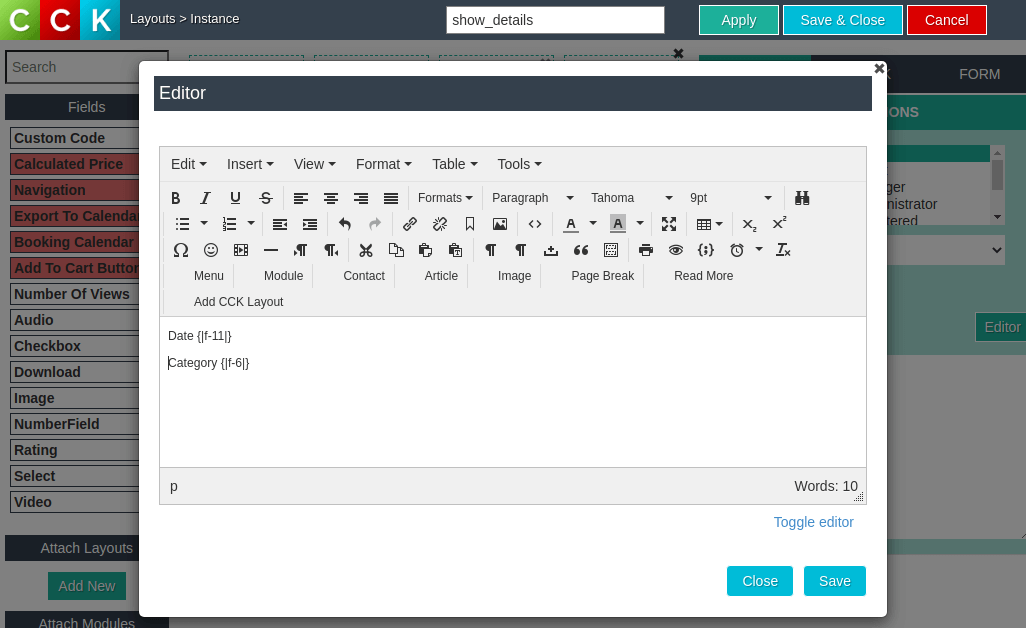 add custom field to joomla text editor