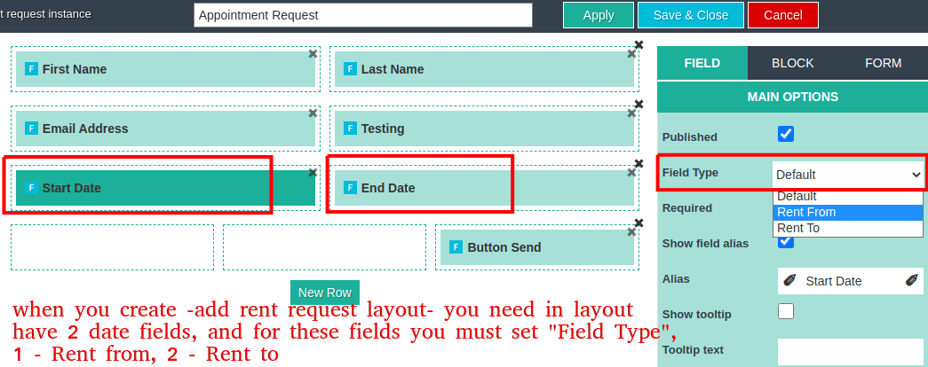 joomla website builder booking request form