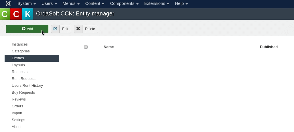 Manage Entities, Joomla CCK - website builder
