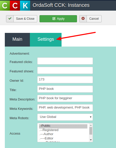 cck meta keywords settings for instance