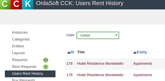 Rent History Manager, booking website builder - Joomla CCK