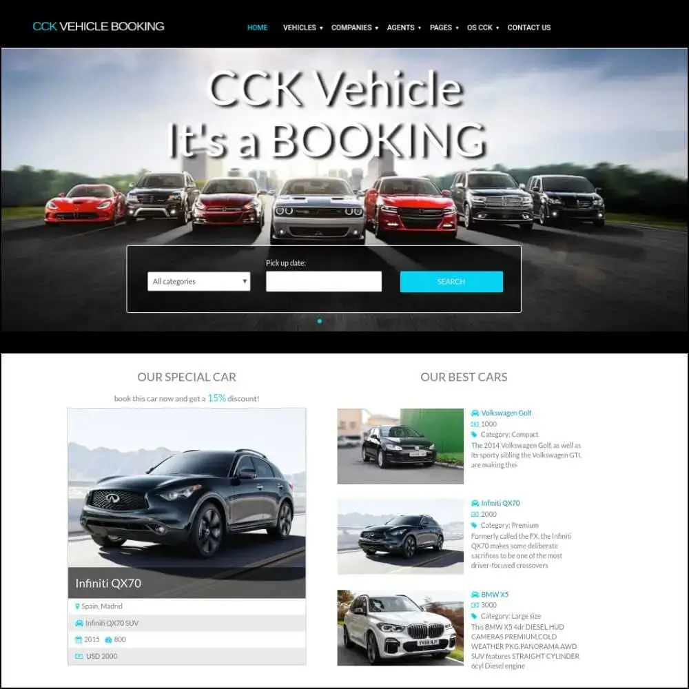 car rental website template build on car website builder