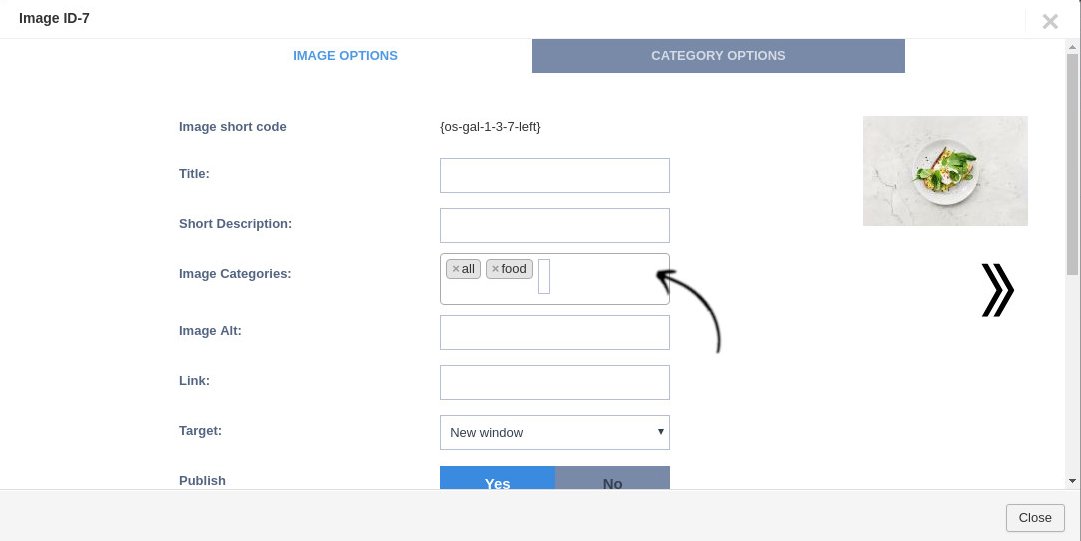 joomla gallery category settings