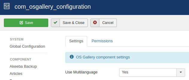 Activate Multi language in Joomla Gallery extension