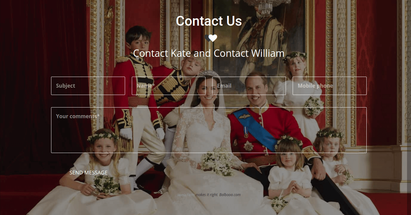 contact form for family website template