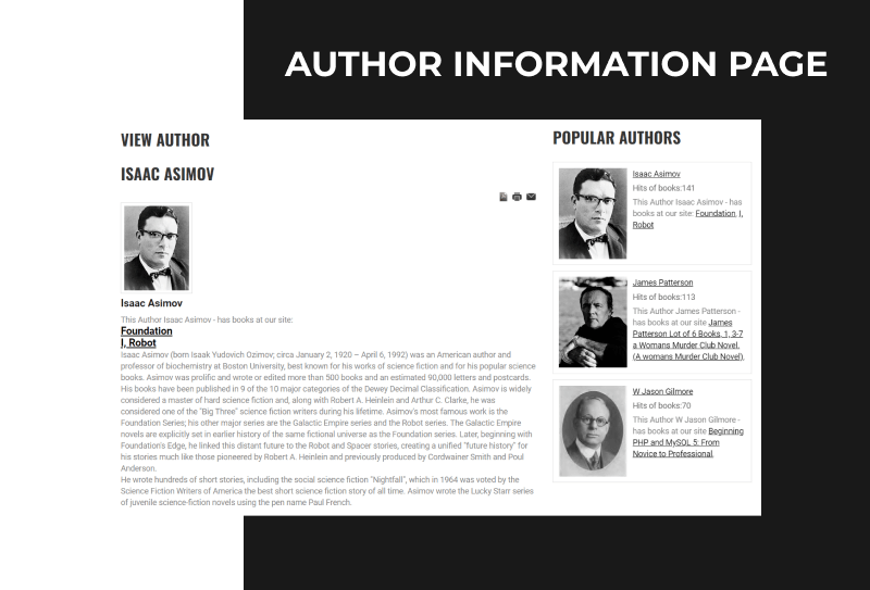 writer author website template info page