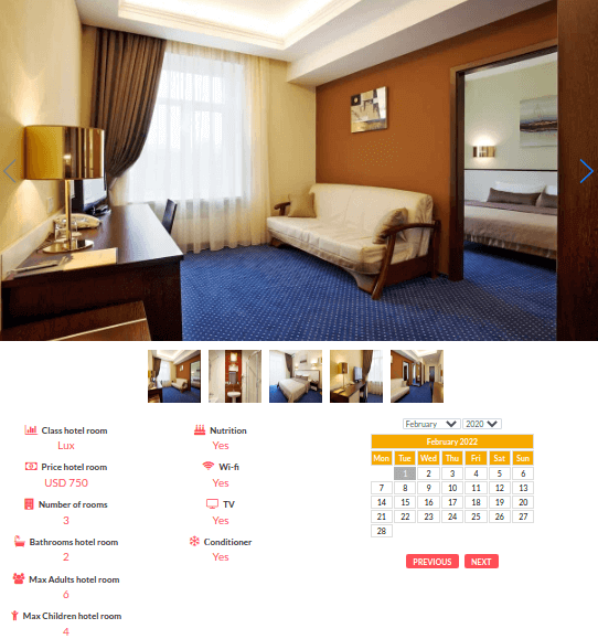 hotel website template item