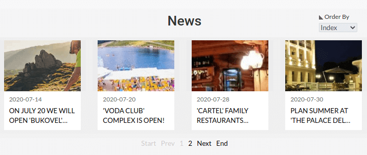 hotel website template news