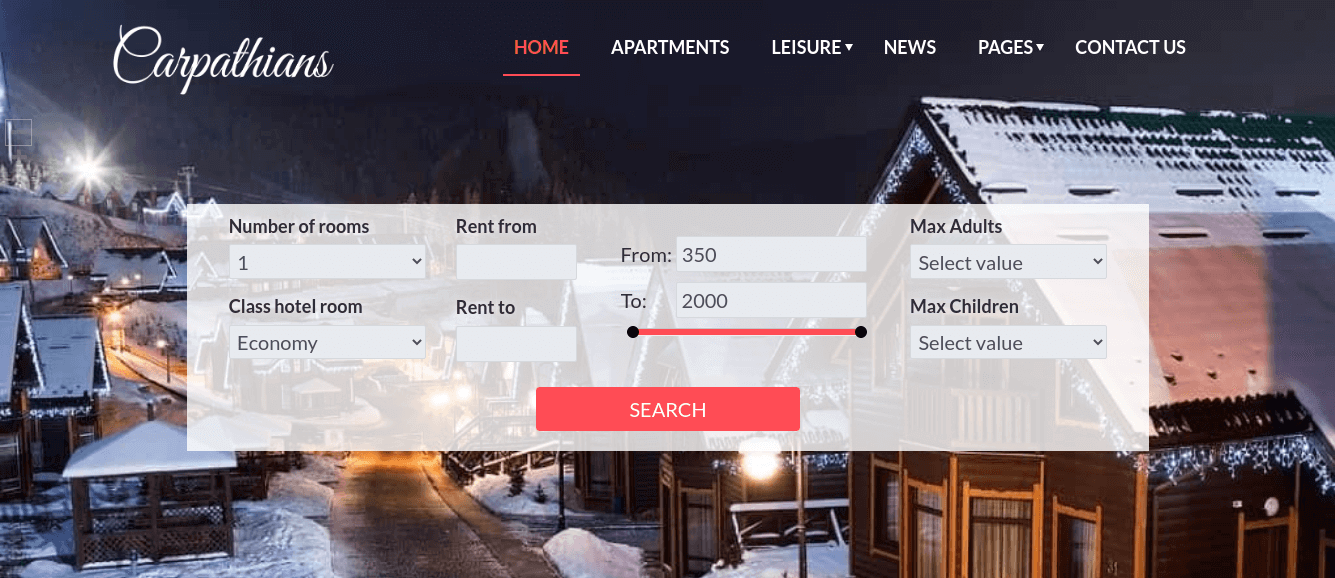 hotel website template search